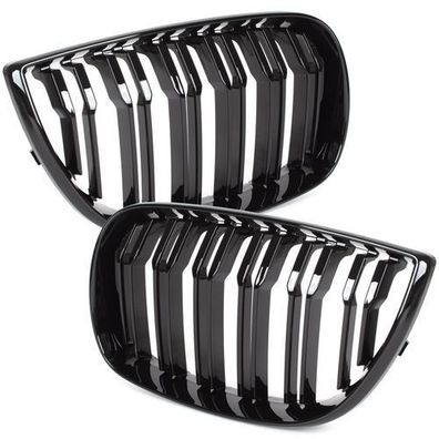 Nieren Kühlergrill Set L+R Doppelsteg Schwarz Glanz für BMW