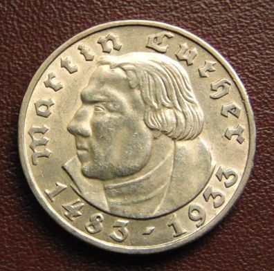 5 Reichsmark 1933 F, Martin Luther