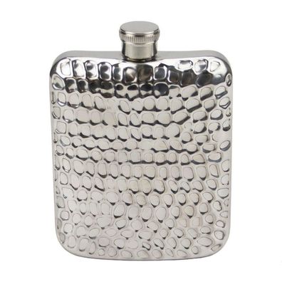 Hauser Flachmann 180ml aus Edelstahl, Hammerschlag in silber