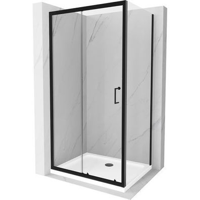 Mexen Apia Duschabtrennung 120x100 cm, Transparent, Schwarz inkl. Flat Wanne