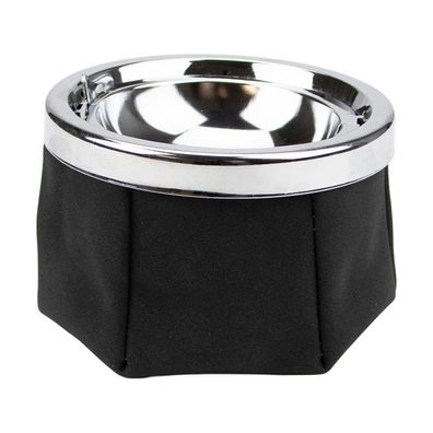 Windaschenbecher Lederoptik chrom / schwarz Ø 11cm