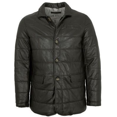 Deercraft - Herren Lederjacke Steppjacke Lammnappa schwarz