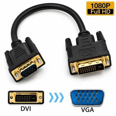 O33 DVI auf VGA Kabel 25cm DVI 24 + 1 Male zu VGA Male für PC DVD Monitor HDTV