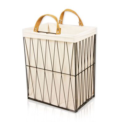 Lycce Wäschesammler Wäschekorb schmal Metall schwarz 35 l (35 x 25 x 46 cm)