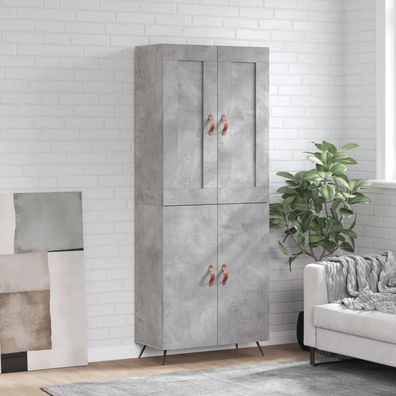 vidaXL Highboard Betongrau 69,5x34x180 cm Holzwerkstoff