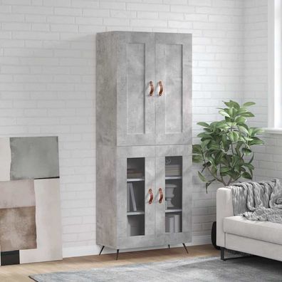 vidaXL Highboard Betongrau 69,5x34x180 cm Holzwerkstoff