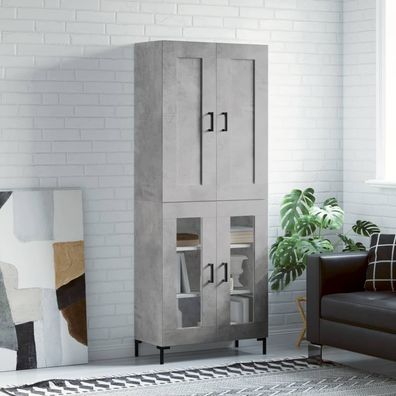 vidaXL Highboard Betongrau 69,5x34x180 cm Holzwerkstoff