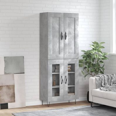 vidaXL Highboard Betongrau 69,5x34x180 cm Holzwerkstoff
