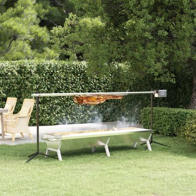 vidaXL Grill Silbern 158x42x31 cm Edelstahl