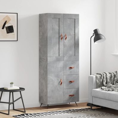 vidaXL Highboard Betongrau 69,5x34x180 cm Holzwerkstoff