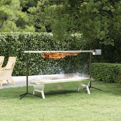 vidaXL Automatischer Grillspieß mit Motor Edelstahl 150x46,5x82,5 cm