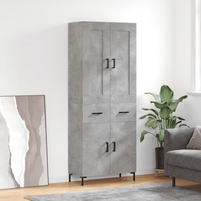 vidaXL Highboard Betongrau 69,5x34x180 cm Holzwerkstoff
