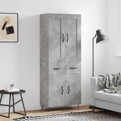 vidaXL Highboard Betongrau 69,5x34x180 cm Holzwerkstoff