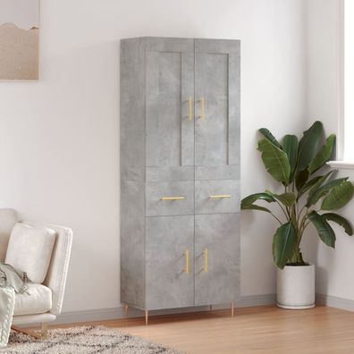 vidaXL Highboard Betongrau 69,5x34x180 cm Holzwerkstoff