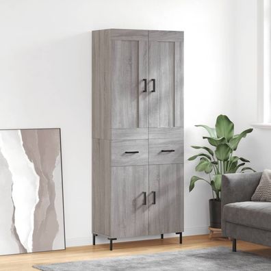 vidaXL Highboard Grau Sonoma 69,5x34x180 cm Holzwerkstoff