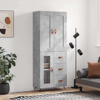 vidaXL Highboard Betongrau 69,5x34x180 cm Holzwerkstoff