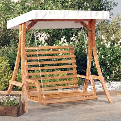 vidaXL Hollywoodschaukel mit Dach Massivholz Fichte mit Teak-Finish