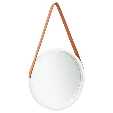 vidaXL Wandspiegel mit Gürtel 40 cm Weiß