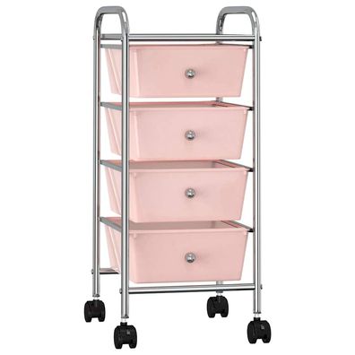 vidaXL Schubladenwagen mit 4 Schubladen Rosa Kunststoff