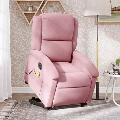 vidaXL Massagesessel mit Aufstehhilfe Elektrisch Rosa Samt