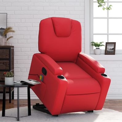 vidaXL Massagesessel mit Aufstehhilfe Rot Kunstleder