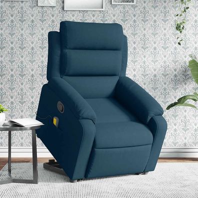 vidaXL Massagesessel mit Aufstehhilfe Blau Samt