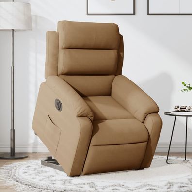 vidaXL Relaxsessel mit Aufstehhilfe Elektrisch Braun Samt