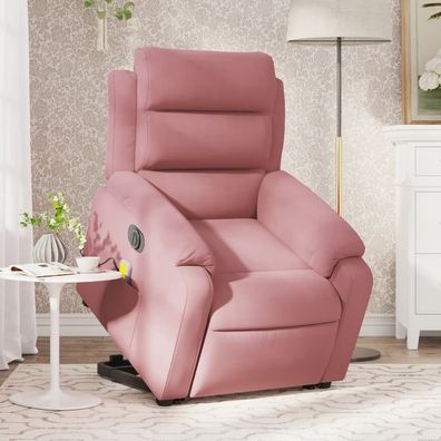 vidaXL Massagesessel mit Aufstehhilfe Elektrisch Rosa Samt