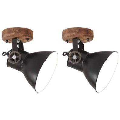 vidaXL Wand-/Deckenlampen Industriestil 2 Stk. Schwarz 20x25 cm E27
