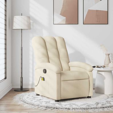 vidaXL Massage-Relaxsessel, cremefarbener Stoff