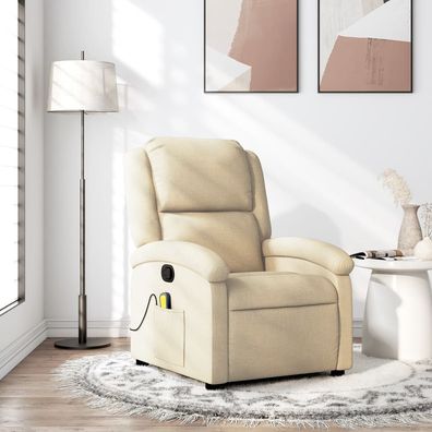 vidaXL Massage-Relaxsessel, cremefarbener Stoff