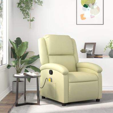 vidaXL Massagesessel Relaxsessel Echtleder Creme
