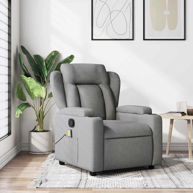 vidaXL Massage-Relaxsessel, hellgrauer Stoff