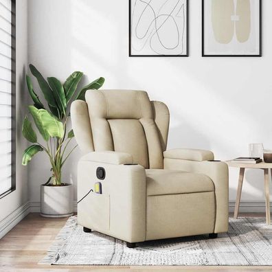 vidaXL Massage-Relaxsessel, cremefarbener Stoff