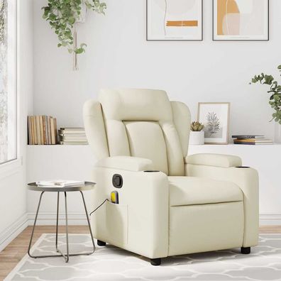 vidaXL Massagesessel mit Relaxfunktion, Kunstleder, Creme