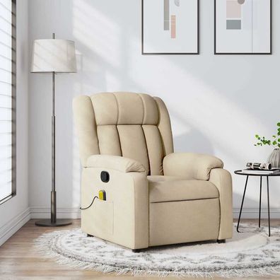 vidaXL Massage-Relaxsessel, cremefarbener Stoff