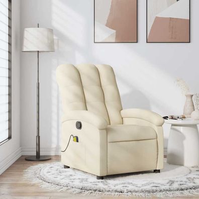 vidaXL Massage-Relaxsessel, cremefarbener Stoff