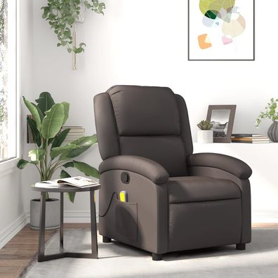 vidaXL Massagesessel Relaxsessel Dunkelbraun Echtleder