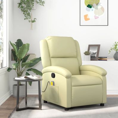 vidaXL Massagesessel Relaxsessel Echtleder Creme