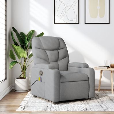 vidaXL Massage-Relaxsessel, hellgrauer Stoff