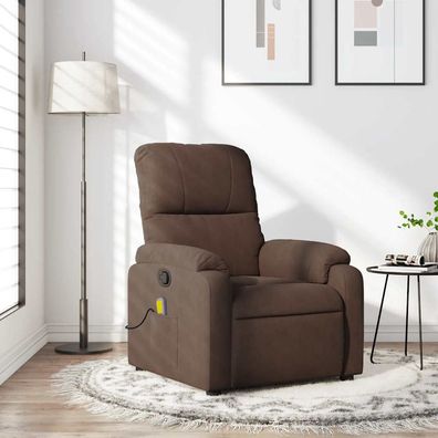 vidaXL Massagesessel mit Liegefunktion, braun, Mikrofaserstoff