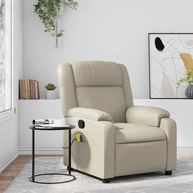 vidaXL Massagesessel mit Relaxfunktion, Kunstleder, Creme