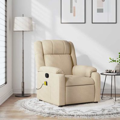 vidaXL Massage-Relaxsessel, cremefarbener Stoff