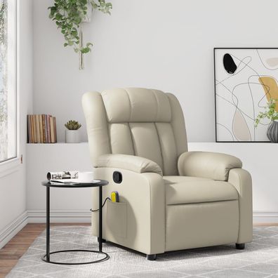 vidaXL Massagesessel mit Relaxfunktion, Kunstleder, Creme