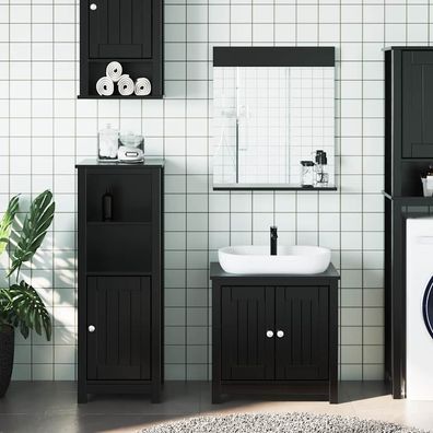 vidaXL 3-tlg. Badmöbel-Set BERG Schwarz Massivholz Kiefer