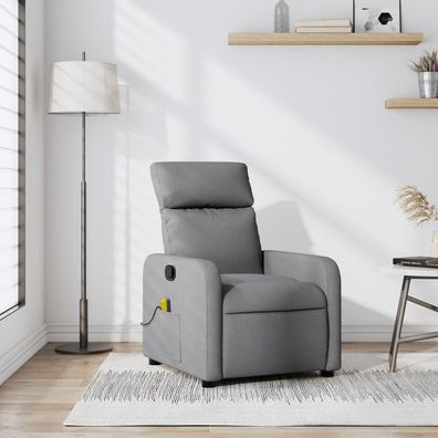 vidaXL Massage-Relaxsessel Hellgrau Stoff