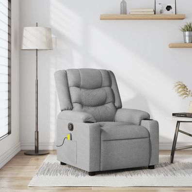 vidaXL Massage-Relaxsessel Hellgrau Stoff