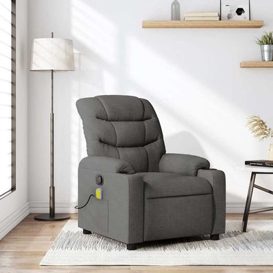 vidaXL Massage-Relaxsessel, Stoff, Dunkelgrau