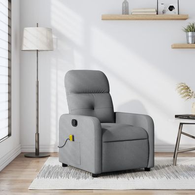 vidaXL Massage-Relaxsessel, hellgrauer Stoff