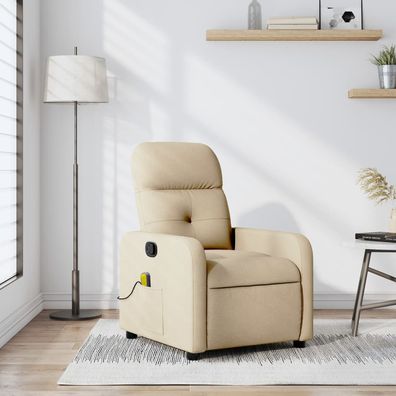 vidaXL Massage-Relaxsessel, cremefarbener Stoff